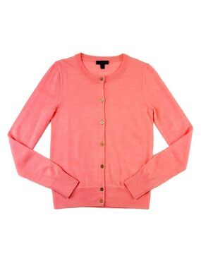 JCrew pink merino wool cardigan XS round neck gold buttons Womens Preppy Spring